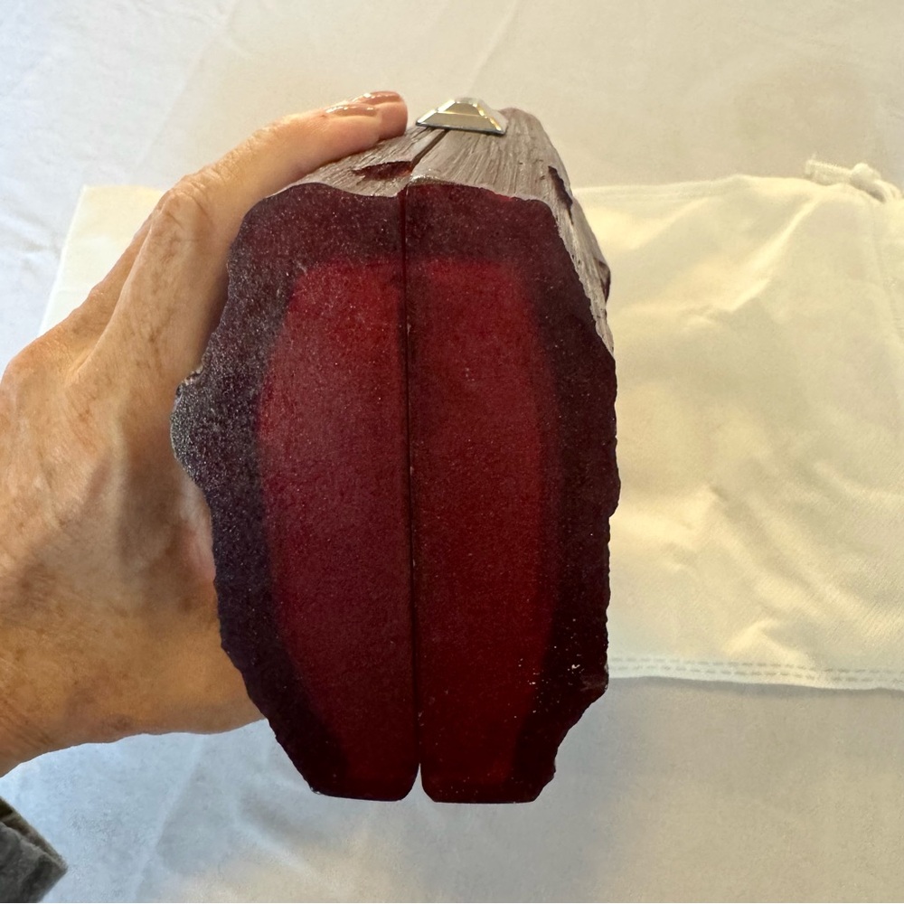 RARE Kara Ross Gemmo garnet red resin minaudiere / evening clutch - Picture 7 of 10